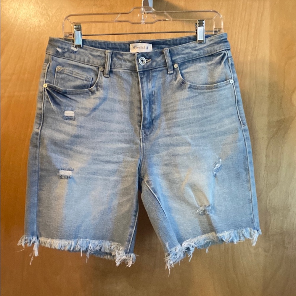 Special A Blue Jean Shorts Distressed Frayed Hem; Size L